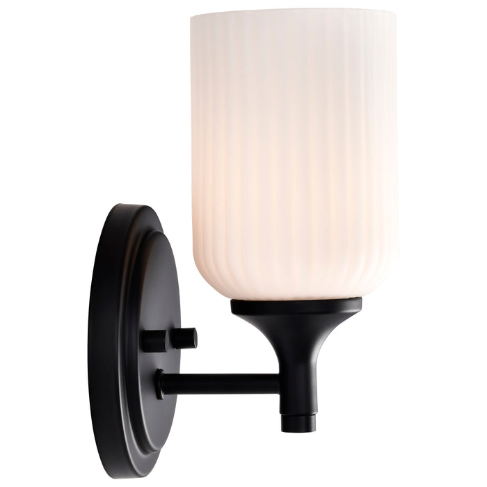 SATCO/NUVO Solara 1 Light Wall Sconce Matte Black Finish Frosted Ribbed Glass (60-8641)