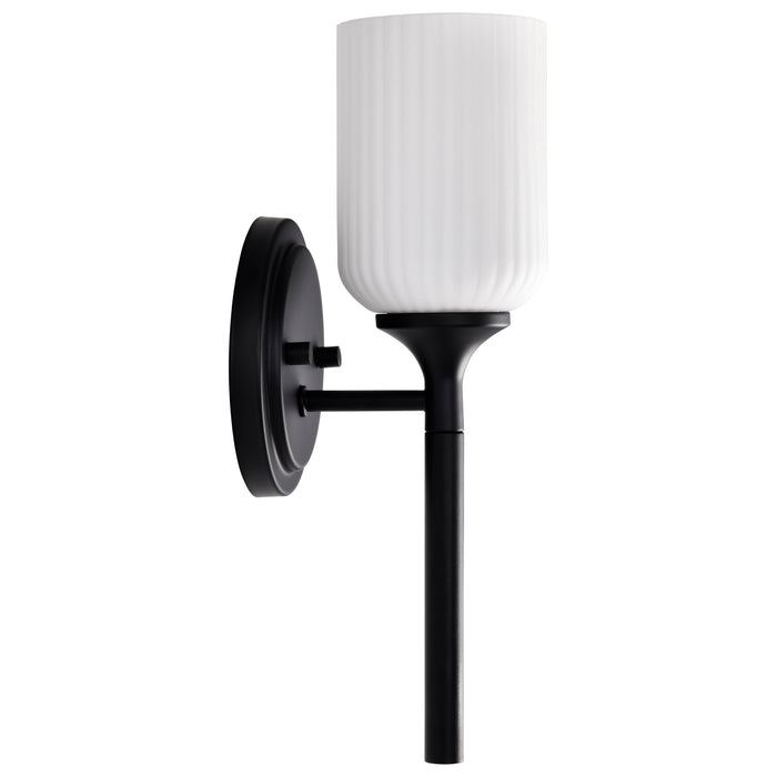 SATCO/NUVO Solara 1 Light Wall Sconce Matte Black Finish Frosted Ribbed Glass (60-8641)
