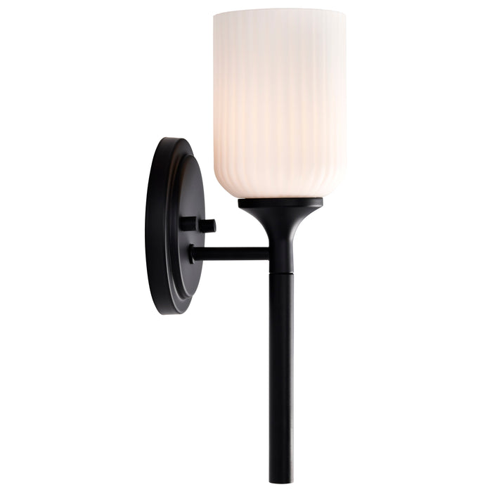 SATCO/NUVO Solara 1 Light Wall Sconce Matte Black Finish Frosted Ribbed Glass (60-8641)