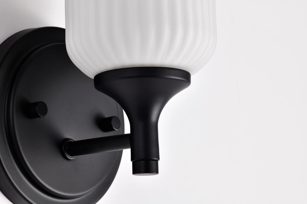 SATCO/NUVO Solara 1 Light Wall Sconce Matte Black Finish Frosted Ribbed Glass (60-8641)