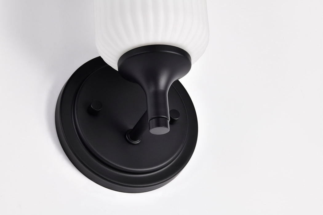 SATCO/NUVO Solara 1 Light Wall Sconce Matte Black Finish Frosted Ribbed Glass (60-8641)