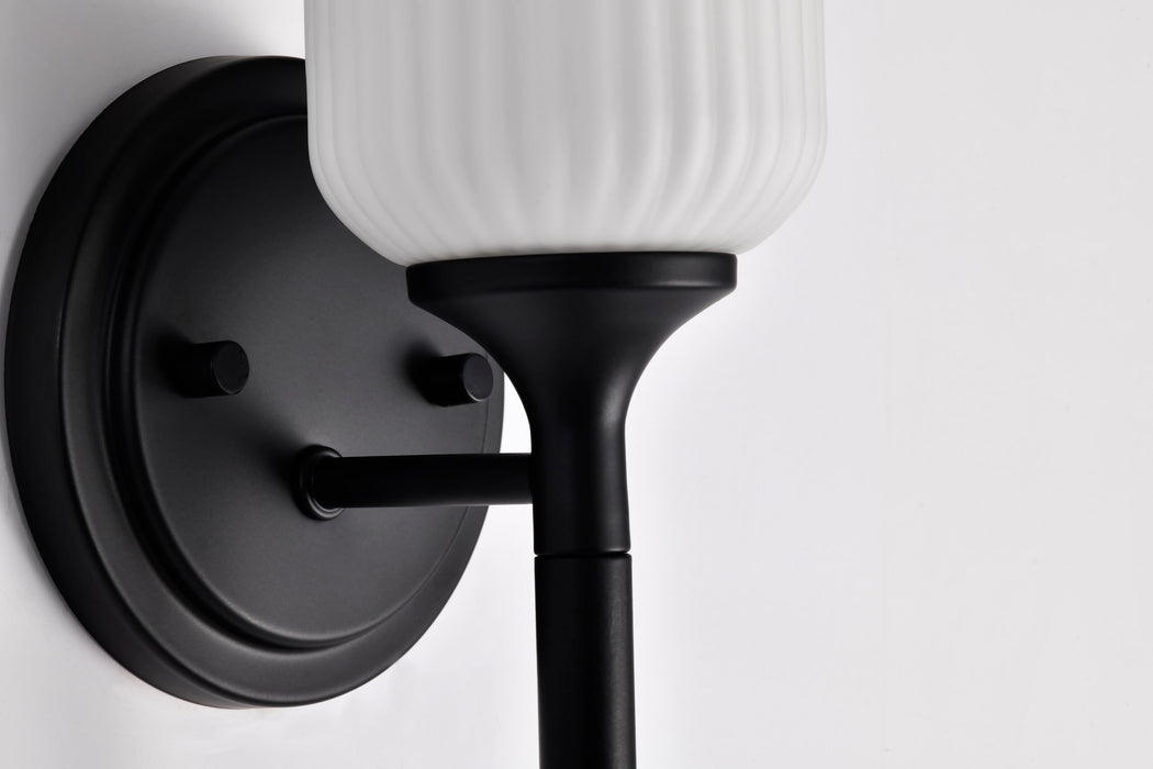 SATCO/NUVO Solara 1 Light Wall Sconce Matte Black Finish Frosted Ribbed Glass (60-8641)