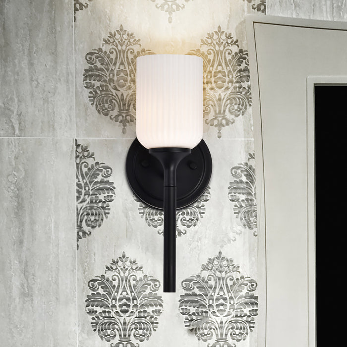 SATCO/NUVO Solara 1 Light Wall Sconce Natural Brass Finish Frosted Ribbed Glass (60-8661)