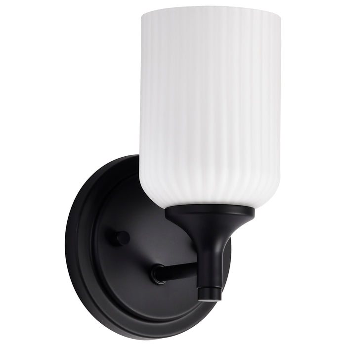 SATCO/NUVO Solara 1 Light Wall Sconce Matte Black Finish Frosted Ribbed Glass (60-8641)