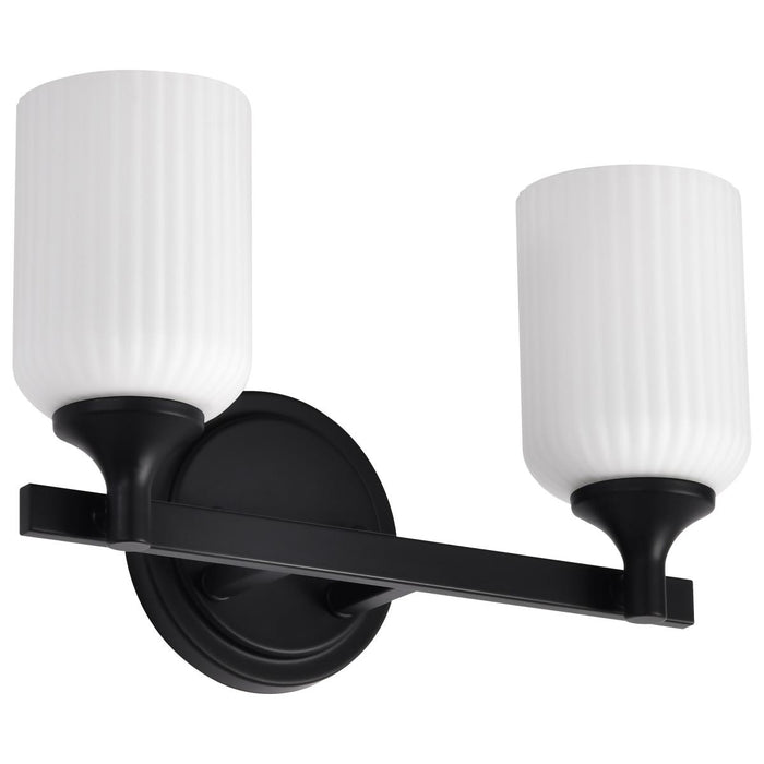 SATCO/NUVO Solara 2 Light Vanity Matte Black Finish Frosted Ribbed Glass (60-8642)