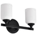 SATCO/NUVO Solara 2 Light Vanity Matte Black Finish Frosted Ribbed Glass (60-8642)