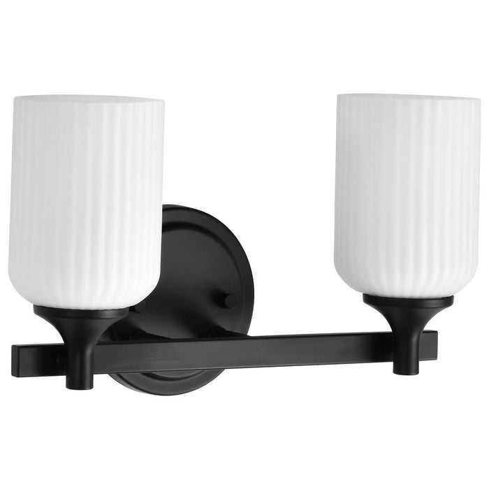 SATCO/NUVO Solara 2 Light Vanity Matte Black Finish Frosted Ribbed Glass (60-8642)