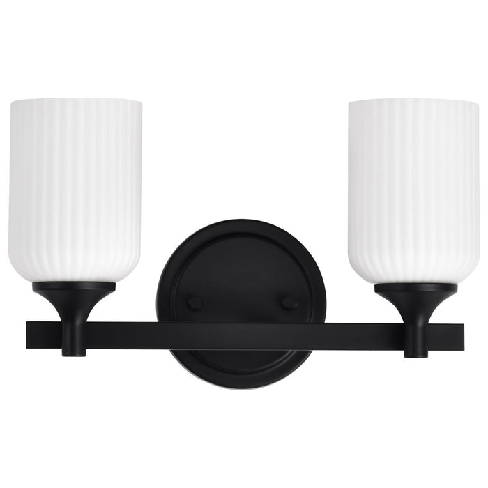 SATCO/NUVO Solara 2 Light Vanity Matte Black Finish Frosted Ribbed Glass (60-8642)