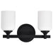 SATCO/NUVO Solara 2 Light Vanity Matte Black Finish Frosted Ribbed Glass (60-8642)