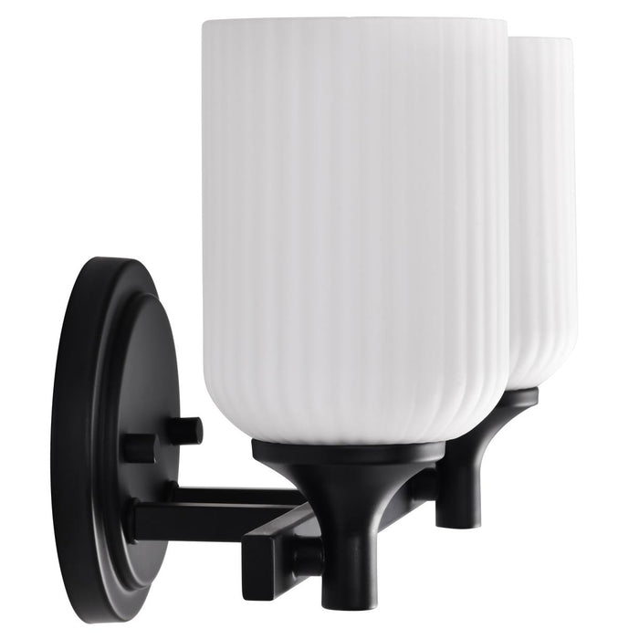 SATCO/NUVO Solara 2 Light Vanity Matte Black Finish Frosted Ribbed Glass (60-8642)