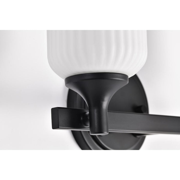 SATCO/NUVO Solara 2 Light Vanity Matte Black Finish Frosted Ribbed Glass (60-8642)