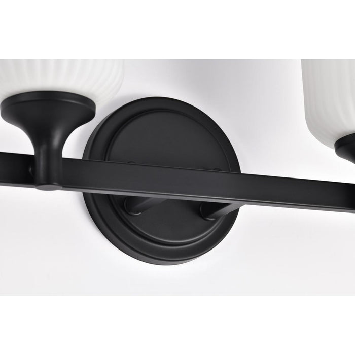 SATCO/NUVO Solara 2 Light Vanity Matte Black Finish Frosted Ribbed Glass (60-8642)