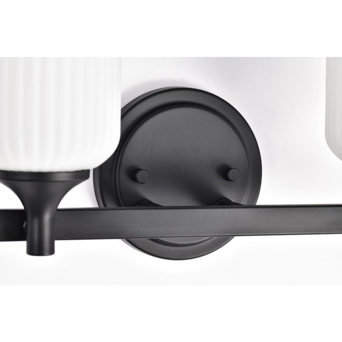 SATCO/NUVO Solara 2 Light Vanity Matte Black Finish Frosted Ribbed Glass (60-8642)