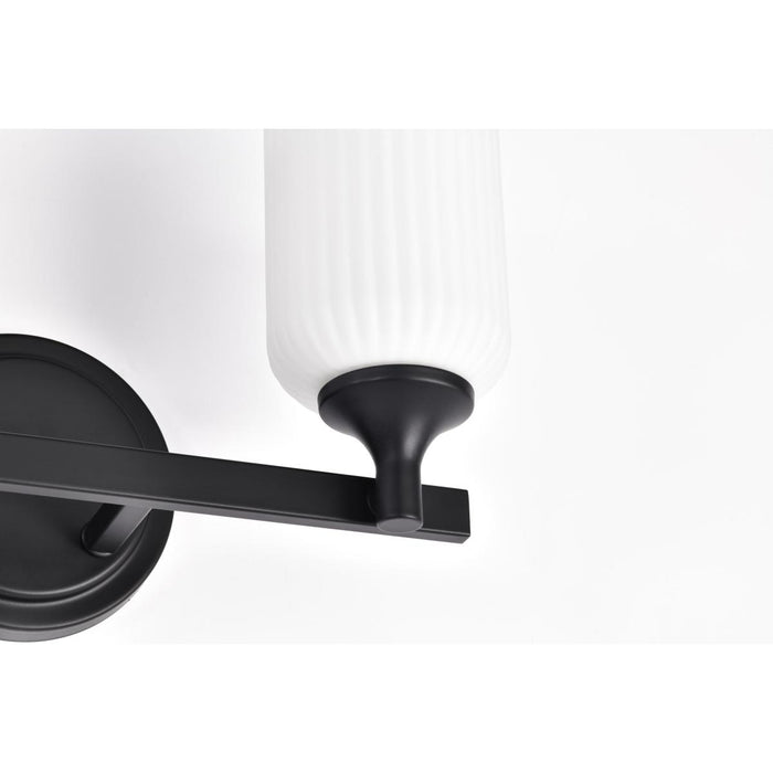 SATCO/NUVO Solara 2 Light Vanity Matte Black Finish Frosted Ribbed Glass (60-8642)