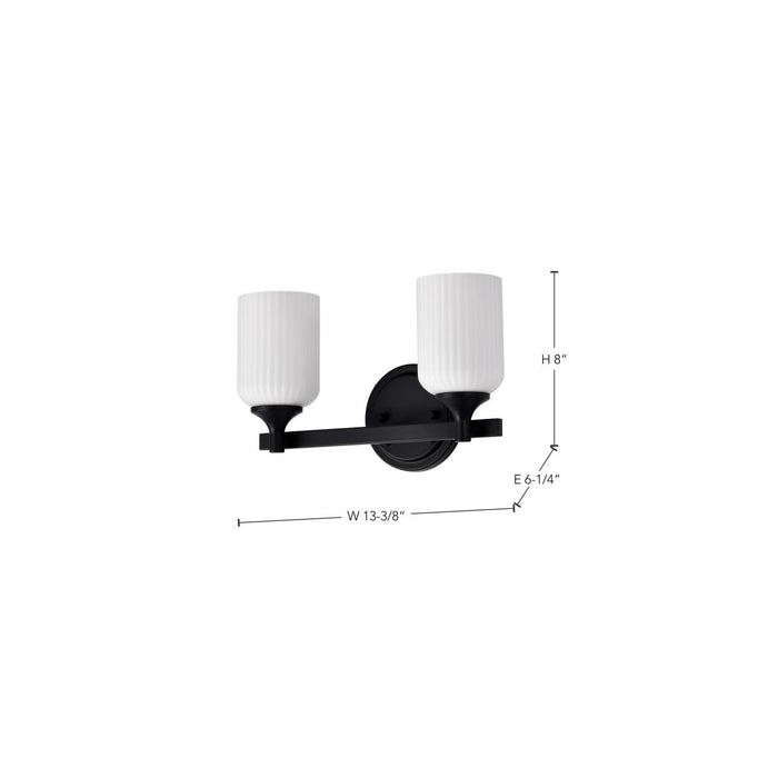 SATCO/NUVO Solara 2 Light Vanity Matte Black Finish Frosted Ribbed Glass (60-8642)