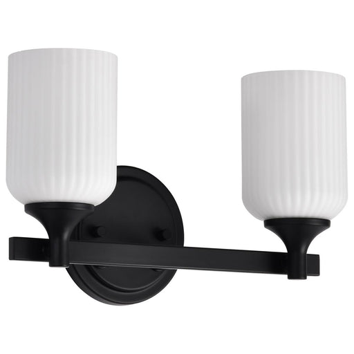 SATCO/NUVO Solara 2 Light Vanity Matte Black Finish Frosted Ribbed Glass (60-8642)