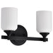SATCO/NUVO Solara 2 Light Vanity Matte Black Finish Frosted Ribbed Glass (60-8642)