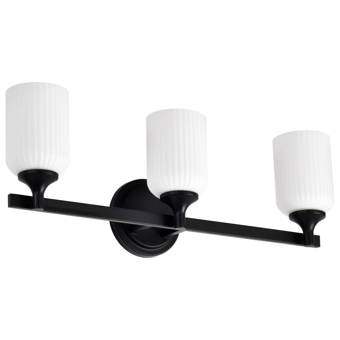 SATCO/NUVO Solara 3 Light Vanity Matte Black Finish Frosted Ribbed Glass (60-8643)