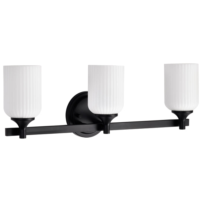SATCO/NUVO Solara 3 Light Vanity Matte Black Finish Frosted Ribbed Glass (60-8643)