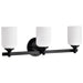 SATCO/NUVO Solara 3 Light Vanity Matte Black Finish Frosted Ribbed Glass (60-8643)