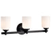 SATCO/NUVO Solara 3 Light Vanity Matte Black Finish Frosted Ribbed Glass (60-8643)