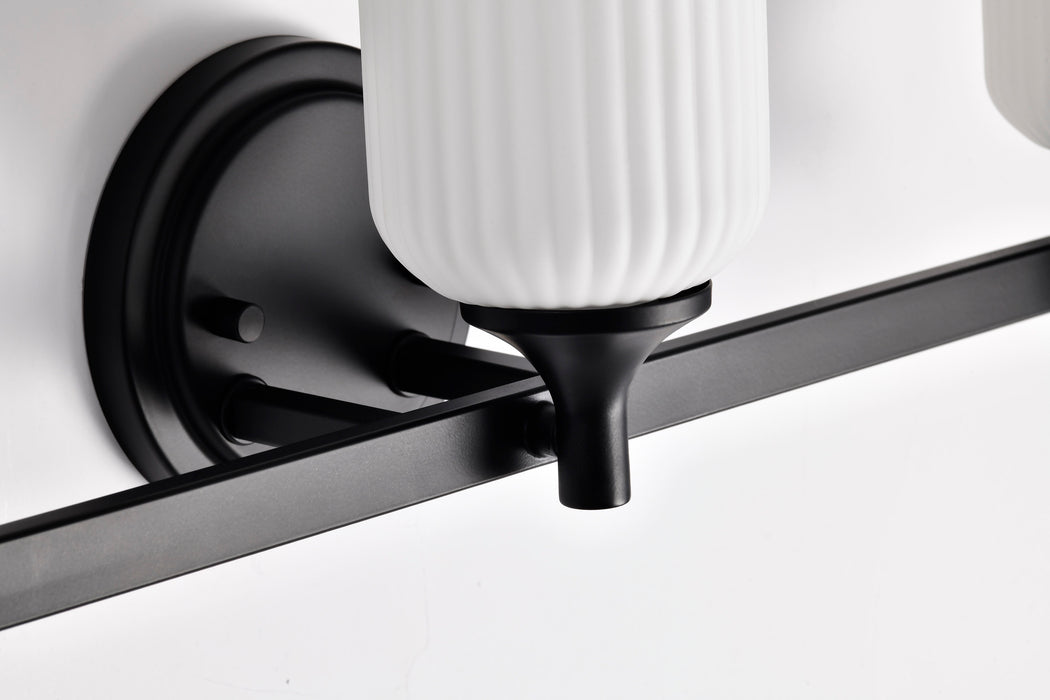 SATCO/NUVO Solara 3 Light Vanity Matte Black Finish Frosted Ribbed Glass (60-8643)