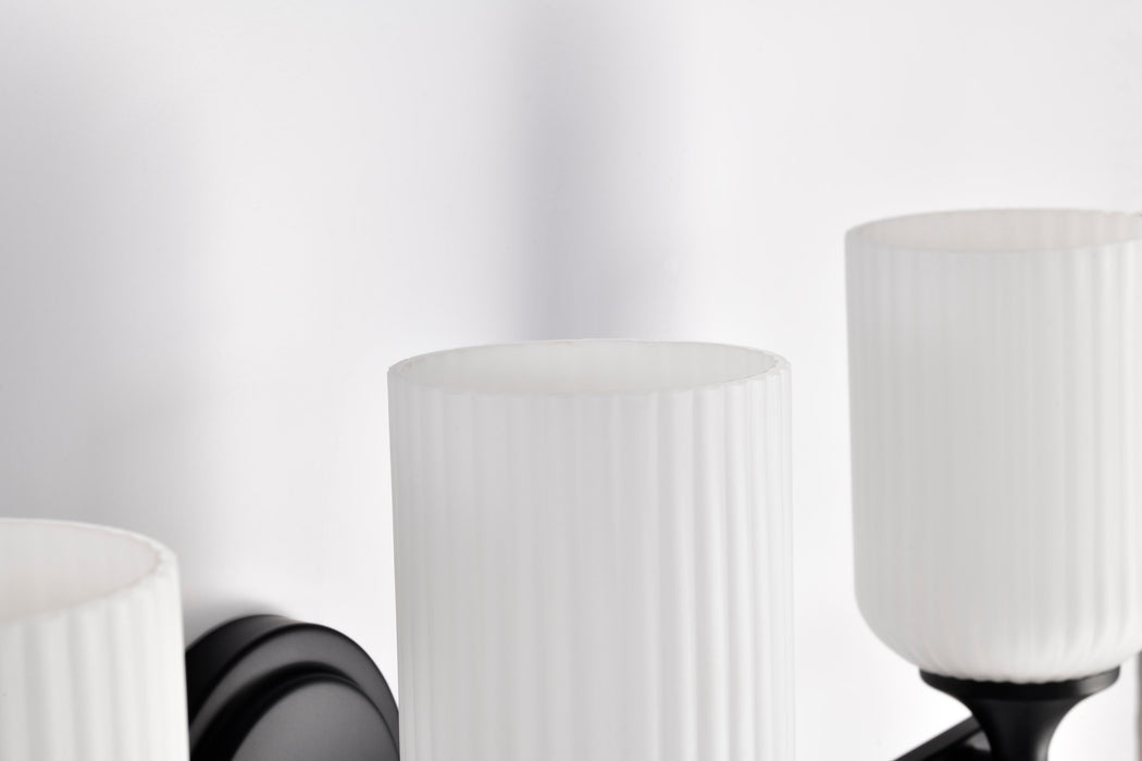 SATCO/NUVO Solara 3 Light Vanity Matte Black Finish Frosted Ribbed Glass (60-8643)