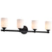 SATCO/NUVO Solara 4 Light Vanity Matte Black Finish Frosted Ribbed Glass (60-8644)