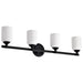 SATCO/NUVO Solara 4 Light Vanity Matte Black Finish Frosted Ribbed Glass (60-8644)