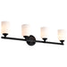SATCO/NUVO Solara 4 Light Vanity Matte Black Finish Frosted Ribbed Glass (60-8644)