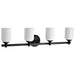 SATCO/NUVO Solara 4 Light Vanity Matte Black Finish Frosted Ribbed Glass (60-8644)
