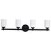 SATCO/NUVO Solara 4 Light Vanity Matte Black Finish Frosted Ribbed Glass (60-8644)