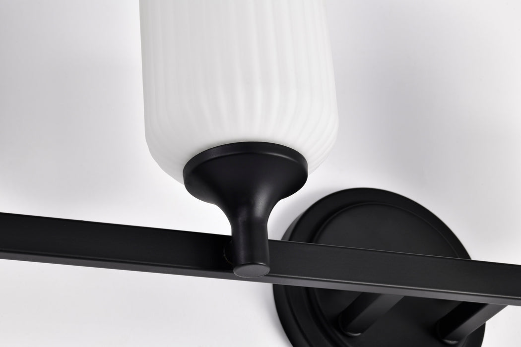 SATCO/NUVO Solara 4 Light Vanity Matte Black Finish Frosted Ribbed Glass (60-8644)