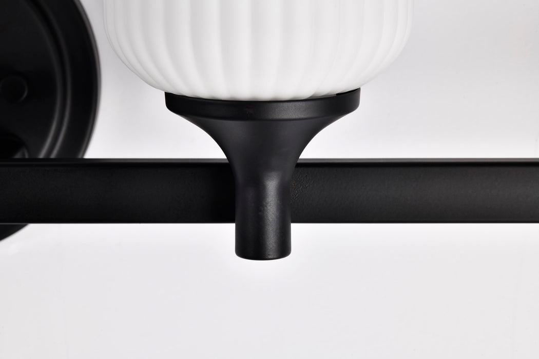 SATCO/NUVO Solara 4 Light Vanity Matte Black Finish Frosted Ribbed Glass (60-8644)