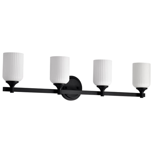 SATCO/NUVO Solara 4 Light Vanity Matte Black Finish Frosted Ribbed Glass (60-8644)