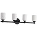 SATCO/NUVO Solara 4 Light Vanity Matte Black Finish Frosted Ribbed Glass (60-8644)