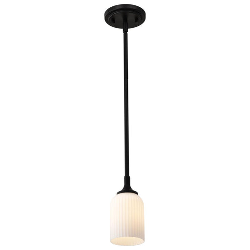 SATCO/NUVO Solara Mini Pendant Matte Black Finish Frosted Ribbed Glass (60-8645)