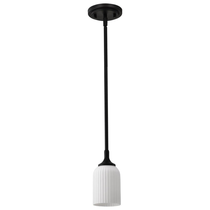 SATCO/NUVO Solara Mini Pendant Matte Black Finish Frosted Ribbed Glass (60-8645)