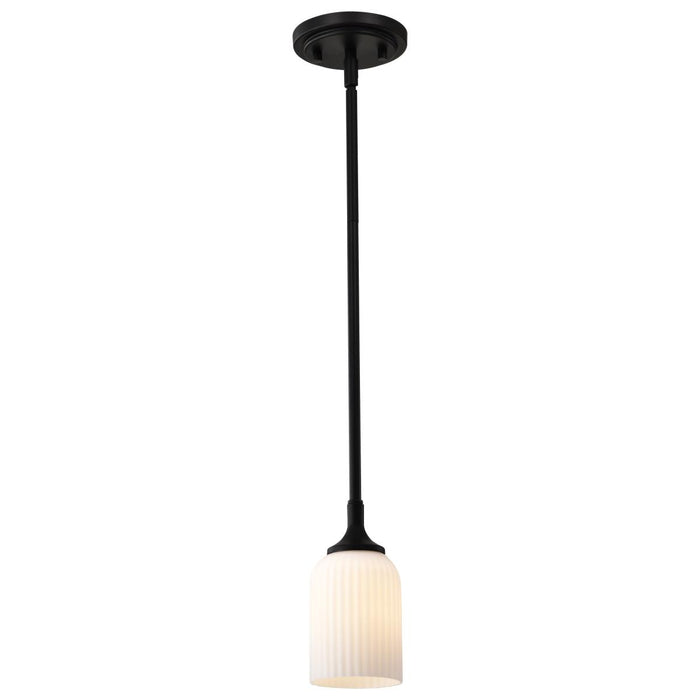 SATCO/NUVO Solara Mini Pendant Matte Black Finish Frosted Ribbed Glass (60-8645)