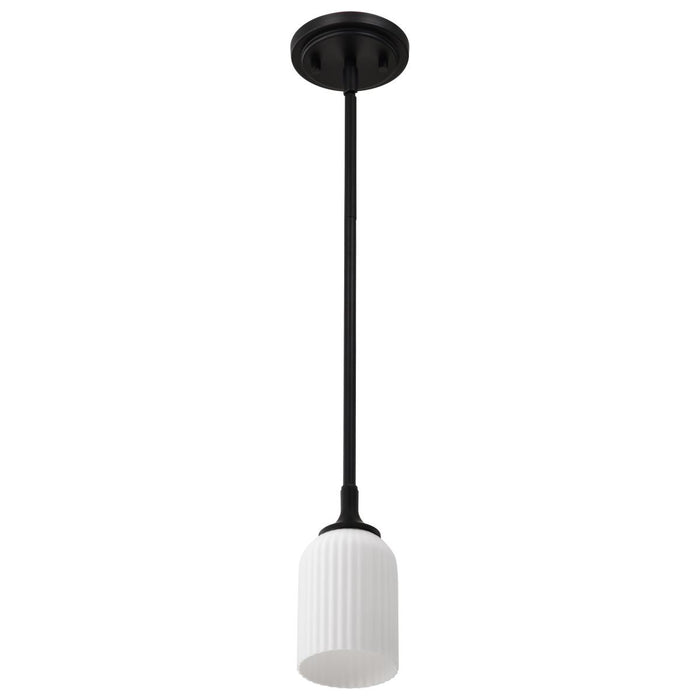 SATCO/NUVO Solara Mini Pendant Matte Black Finish Frosted Ribbed Glass (60-8645)