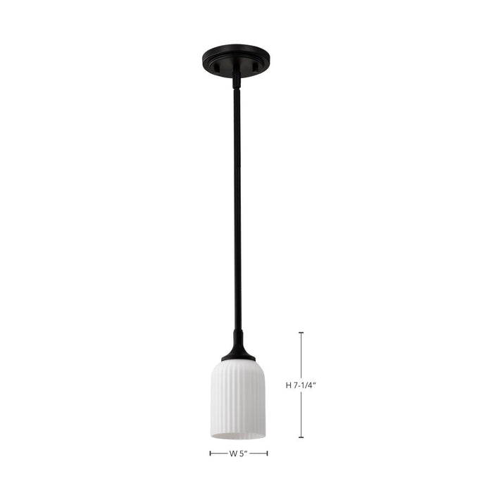 SATCO/NUVO Solara Mini Pendant Matte Black Finish Frosted Ribbed Glass (60-8645)