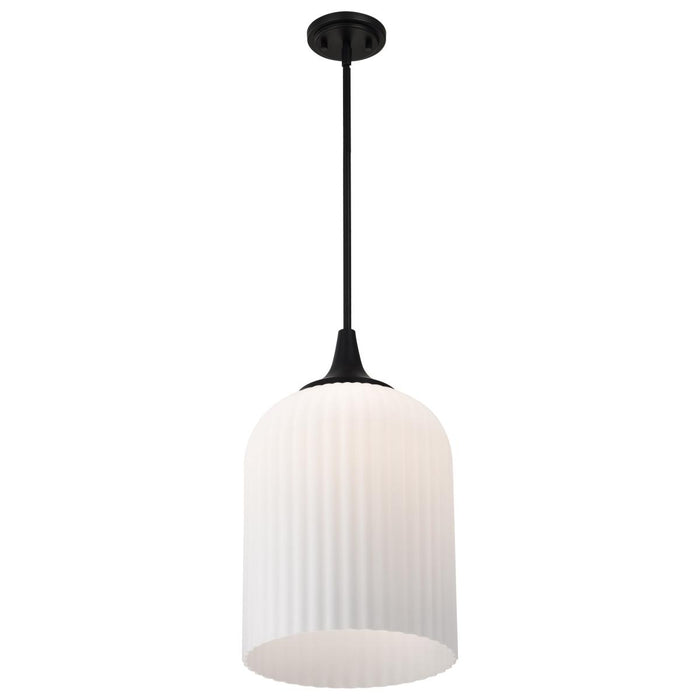 SATCO/NUVO Solara Pendant Matte Black Finish Frosted Ribbed Glass (60-8646)