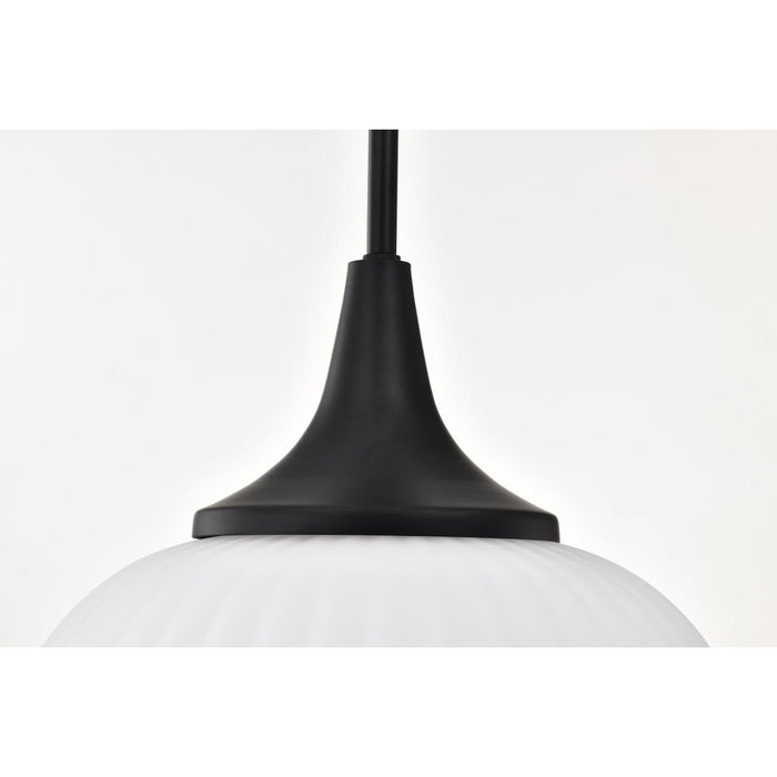 SATCO/NUVO Solara Pendant Matte Black Finish Frosted Ribbed Glass (60-8646)
