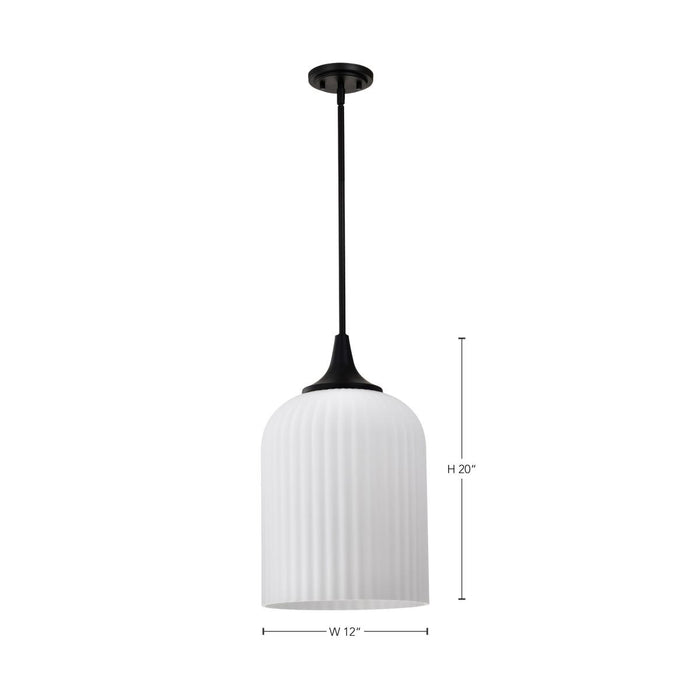 SATCO/NUVO Solara Pendant Matte Black Finish Frosted Ribbed Glass (60-8646)