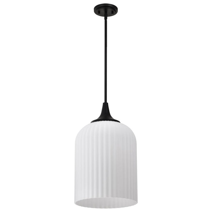 SATCO/NUVO Solara Pendant Matte Black Finish Frosted Ribbed Glass (60-8646)