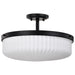 SATCO/NUVO Solara Semi Flush Mount Matte Black Finish Frosted Ribbed Glass (60-8647)