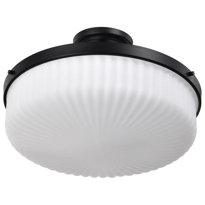 SATCO/NUVO Solara Semi Flush Mount Matte Black Finish Frosted Ribbed Glass (60-8647)
