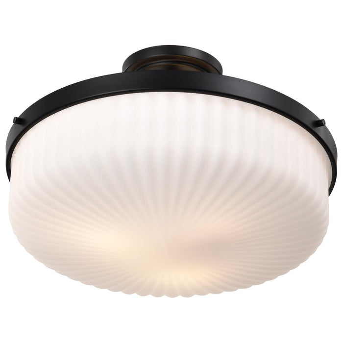 SATCO/NUVO Solara Semi Flush Mount Matte Black Finish Frosted Ribbed Glass (60-8647)
