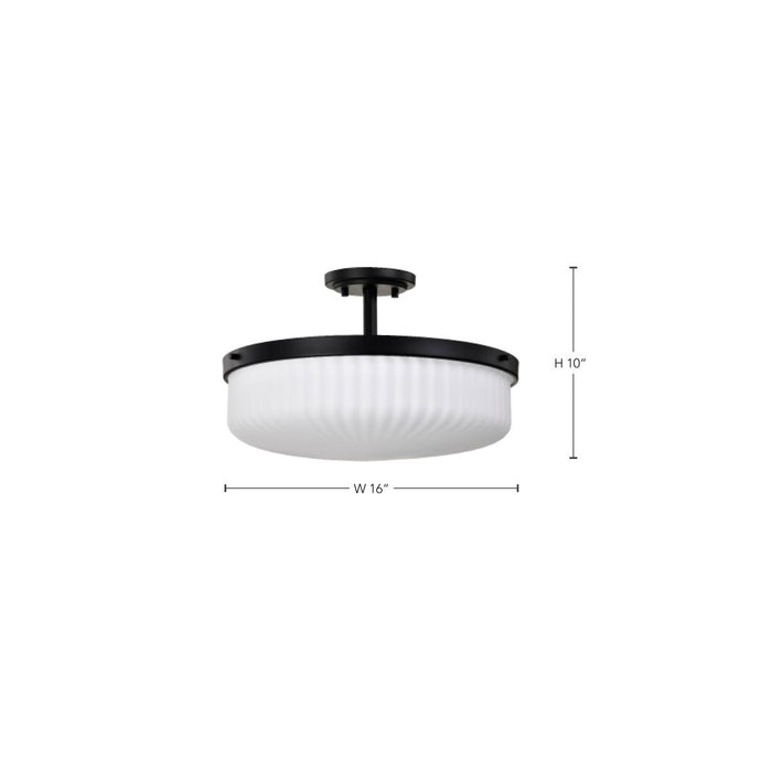 SATCO/NUVO Solara Semi Flush Mount Matte Black Finish Frosted Ribbed Glass (60-8647)