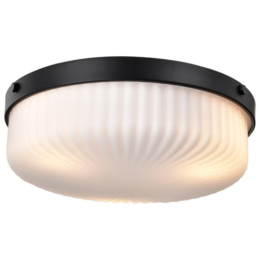 SATCO/NUVO Solara Flush Mount Matte Black Finish Frosted Ribbed Glass (60-8648)